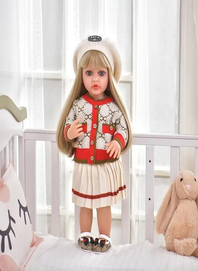 VIKINGS 22" Real Fashion Doll for Girls, Full Silicone Body Musical Reborn Baby Doll, Big Size Realistic Newborn Baby Doll with Cloth, Nipple Bottle for Age 3+ Kids Birthday Christmas (Multicolor) - Image 4